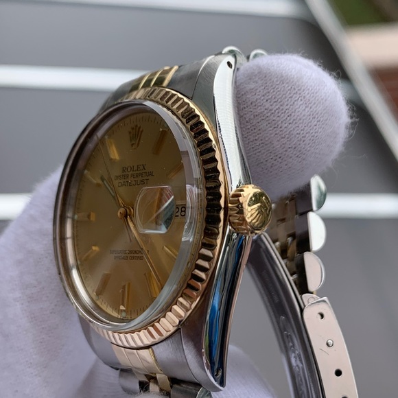 ROLEX DATEJUST 18K GOLD AND STAINLESS STEAL TWO TONE UNISEX WATCH - Picture 7 of 10